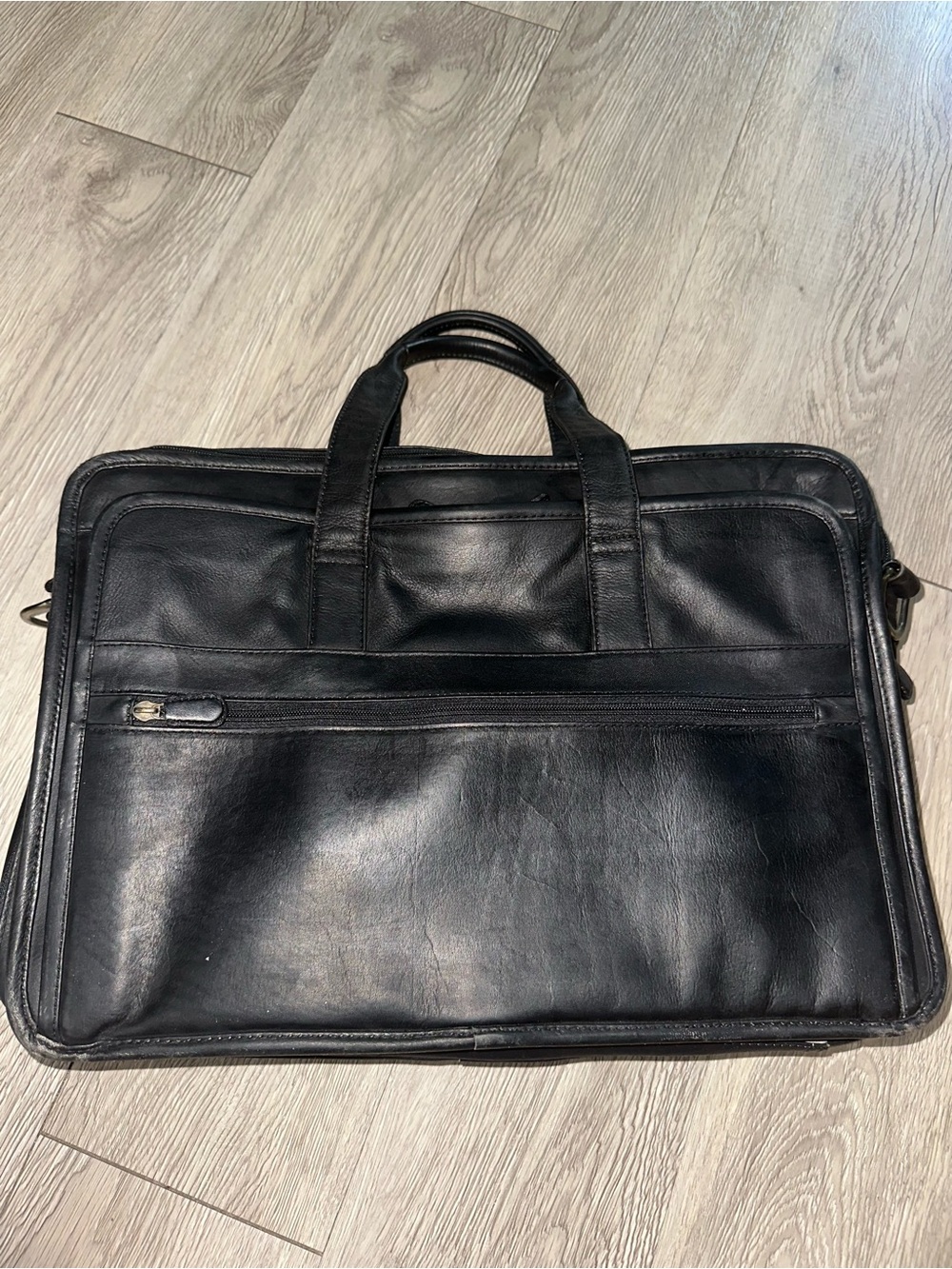 Vtg Boulder Ridge Black Leather Briefcase Laptop Messenger Bag